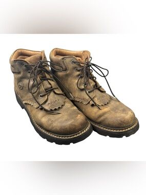 ARIAT Leather Boots Women’s 10 B Canyon Lace-Up Gray Tan Work Hiking